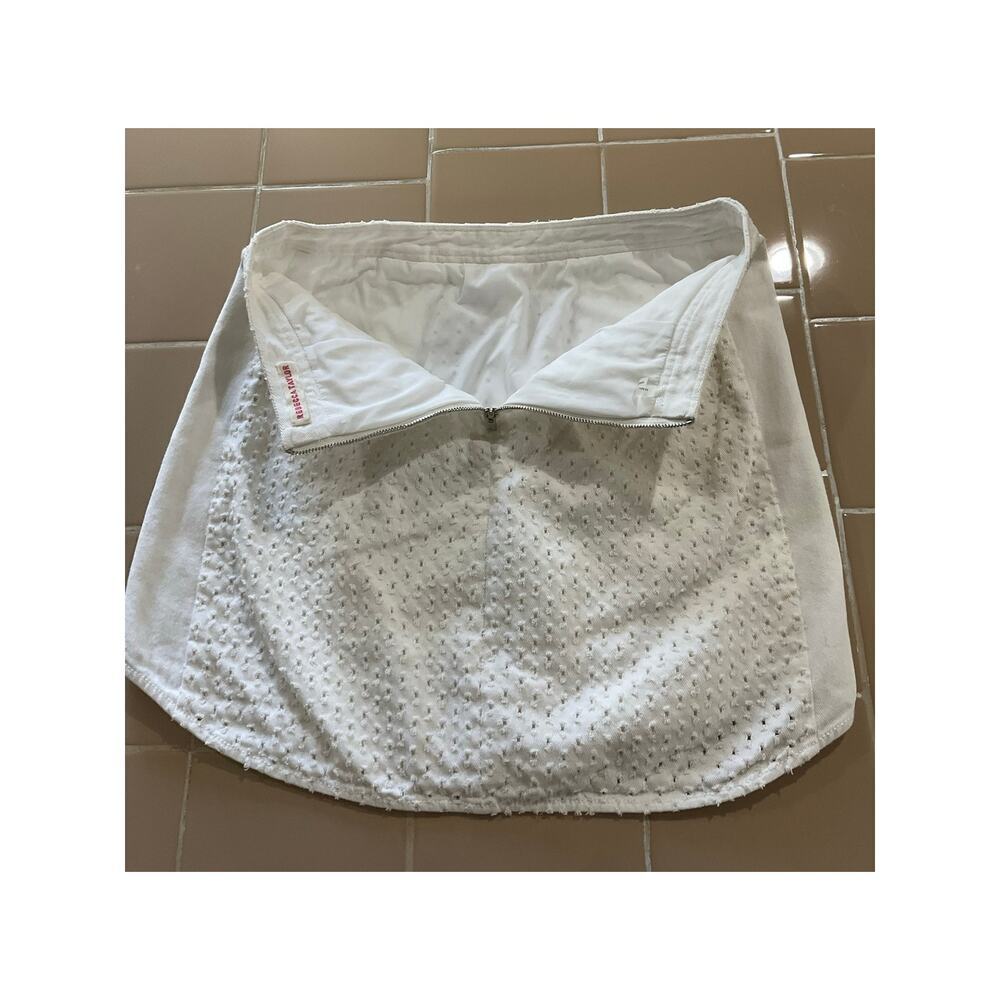 Rebecca Taylor Punched Denim White Mini Skirt Size Small Pockets - Picture 4 of 6